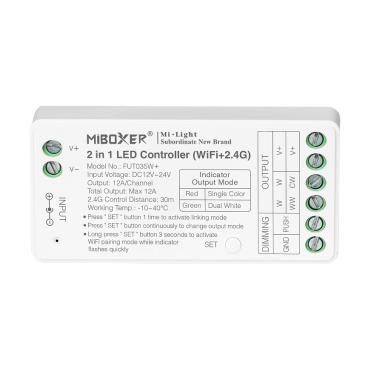 Product Přijímač WiFi pro LED pásky Jednobarevné/CCT 12/24V DC MiBoxer FUT035W+ Kompatibilní s tlačítkovým vypínačem