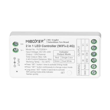 MiBoxer FUT035W+ 12/24V DC Monochrome/CCT WiFi LED Dimmer Controller compatible with Retractive Switch