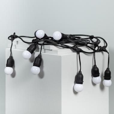 Kit Waterproof Slingers  5.5m Zwart + 8 gekleurde Lampen LED E27 G45 3W
