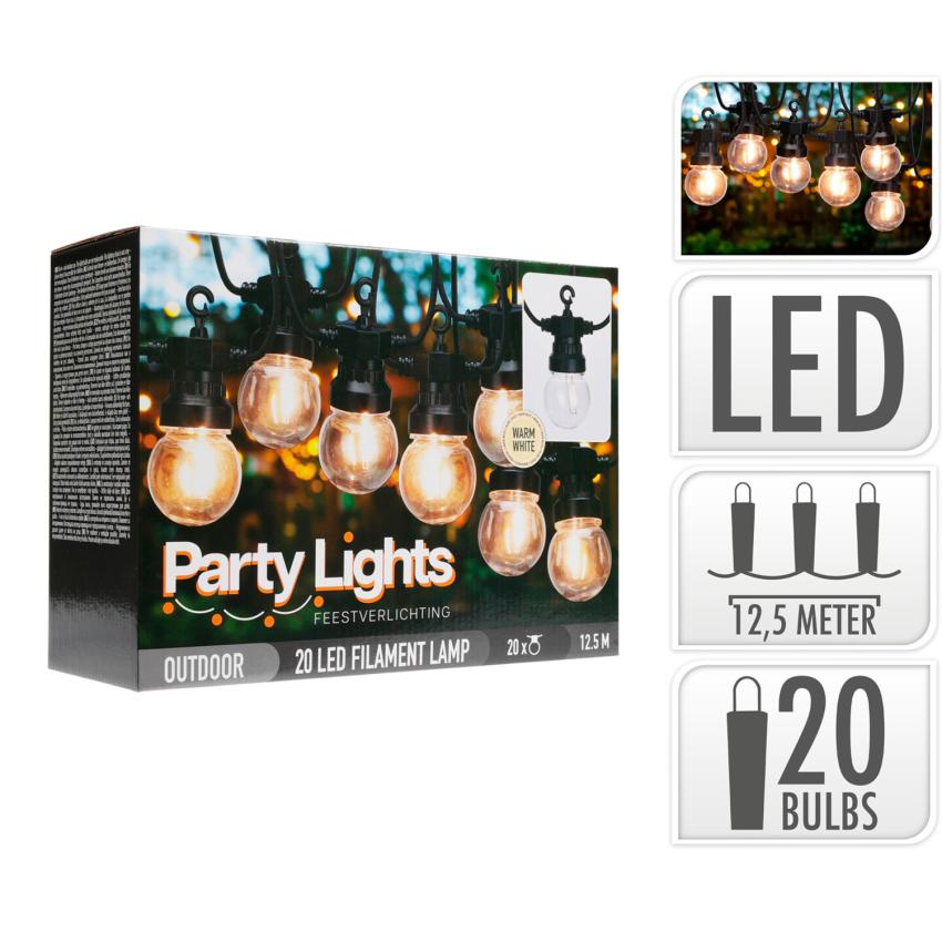Produkt od 12,5m Venkovní LED Světelná Girlanda Benicadell 20 Žárovek 
