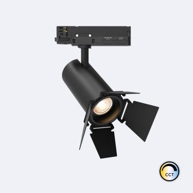 30W Fasano Cinema CCT No Flicker DALI Dimmable LED Spotlight for Three Circuit Track in Black