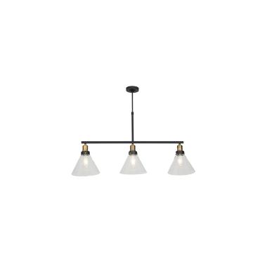 Edit Factory Glass 3 Light Bar Ceiling Pendant - Antique Brass