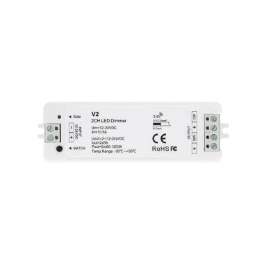12/24V DC 2 Channel Controller for CCT LED Strips with RF Remote Control Compatibility