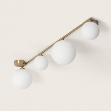 Lampadario in Metallo e Vetro Moonlight Brass 4 punti luce