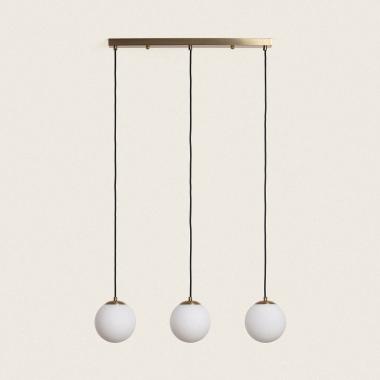Hanglamp van Metaal en Glas Moonlight Brass 3 Spots