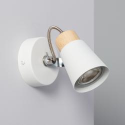 Product Adjustable Mara Metal and Wood Single Spotlight Wall Lamp