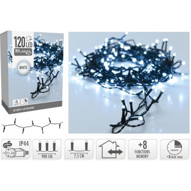 Ghirlanda da Esterno Cavo Nero LED Bianco Freddo 9m