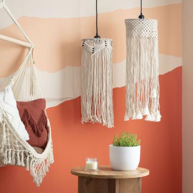 Hanglamp van Katoen Macramé  Hupa