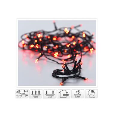 9m Black Cable Red Outdoor LED Garland