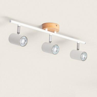 Plafond Lamp Verstelbaar Albus Hout en Metaal 3 Spots