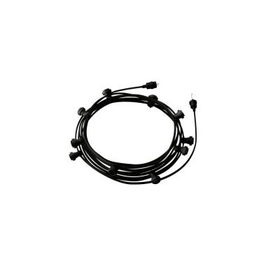 Licht Slinger Outdoor Lumet System 12,5m met 10 E27 Fittingen Zwart  Creative-Cables CATE27N125