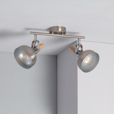 Lampada da Soffitto Orientabile in Alluminio 2 Faretti Emer Argento