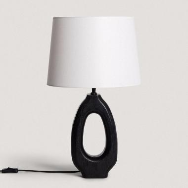 Darshan Wooden Table Lamp in Black ILUZZIA
