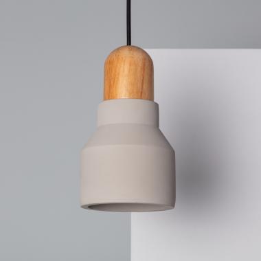 Lampada a Sospensione Cemento e Legno Luster