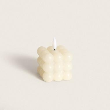 5.8cm Square Natural Wax LED Candle Battery Operated
