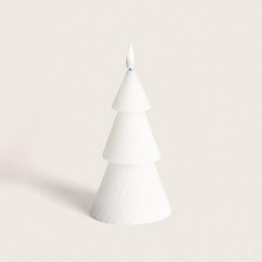 Bougie LED Sapin de Noël en Cire Naturelle à Pile 15 cm