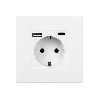 Schuko-Anschluss mit USB Typ-F mit PC-Rahmen Modern