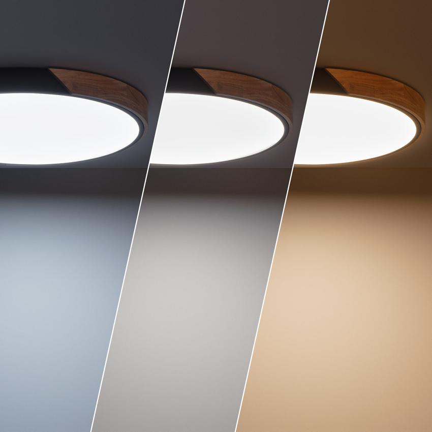 Produkt od Přisazené Stropní Kruhové 36W LED Svítidlo Ø500 mm CCT dle Výběru Dřevěné Semi-Dari