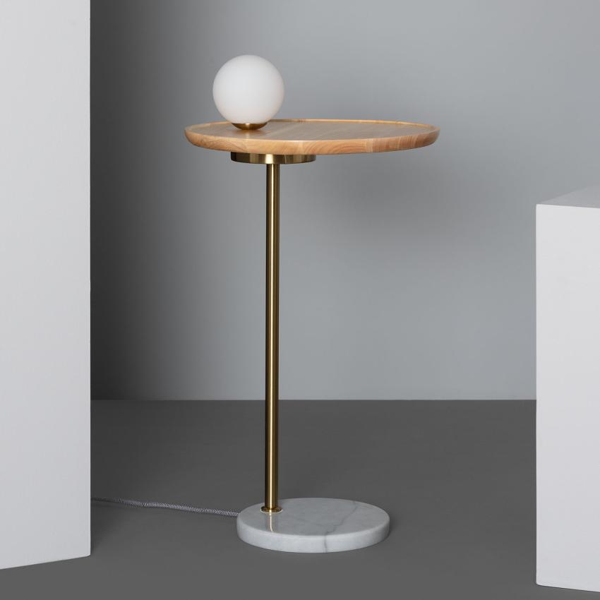 Product of Wood and Glass Table Lamp Brandt ILUZZIA