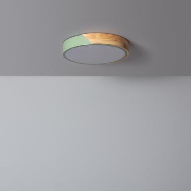 Přisazené Stropní Kruhové 18W LED Svítidlo Ø320 mm CCT dle Výběru Dřevěné Semi-Dari