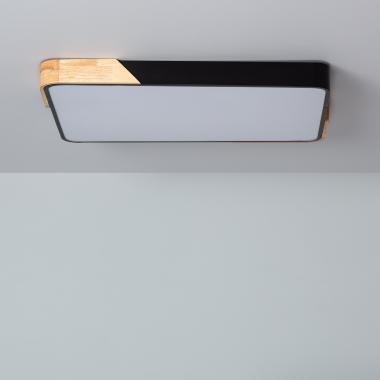 Přisazené Stropní Čtvercové 30W LED Svítidlo ze Dřeva a Kovu CCT dle Výběru Semi-Dari 625x625 mm