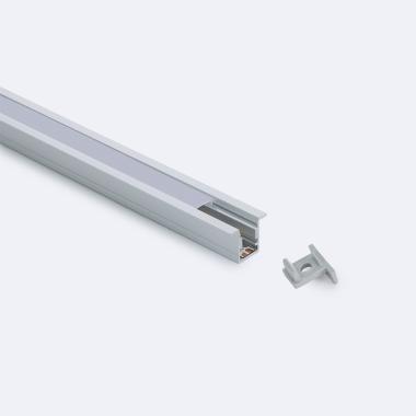 Profilé Aluminium Encastrable 2 m avec Capot Continu pour Rubans LED jusqu'à 6 mm