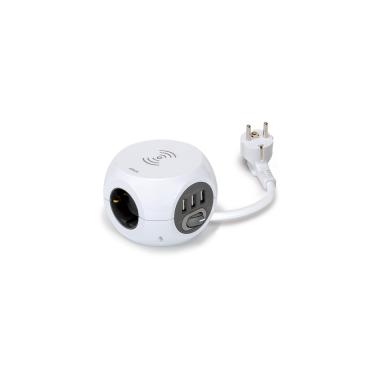 Mehrfachadapter Combiball mit kabelloser Ladung 3 Typ "F" Schuko-Anschlüsse + 3 USB-A 1.4m SIMON BM516302