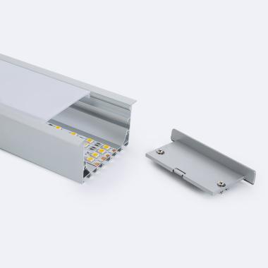 Profilé Aluminium Encastrable 2 m avec Capot Continu pour Rubans LED jusqu'à 45 mm