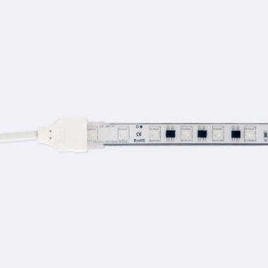 Product van LED Strip RGB 220V SMD5050 Silicone FLEX 60 LED/m Breedte 12mm IP67 knippen om de 100 cm met afstandsbediening
