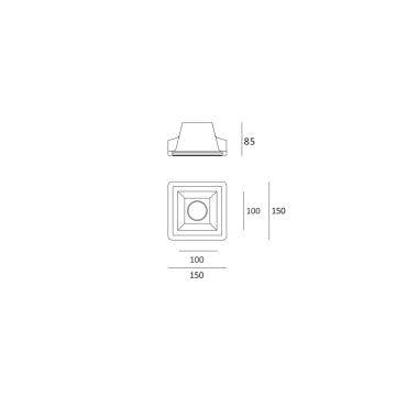 Product van Downlight Ring intergratie Pleisterwerk/Pladur Vierkant  voor LED Lamp GU10 / GU5.3 Cut 153x153 mm UGR17