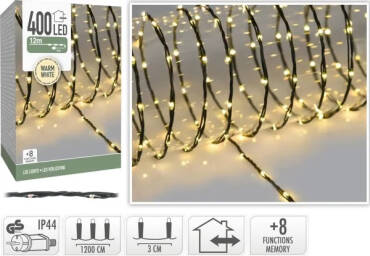 LED-Girlande Außen Schwarzes Kabe Warmweiß 12m Small