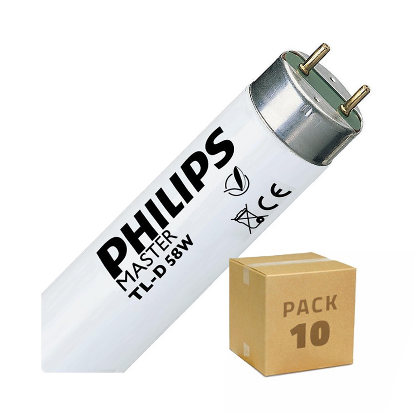 Pack Leuchtstoffröhren Dimmbar PHILIPS T8 150 cm Zweiseitige Einspeisung 58W (10 Stk) 
