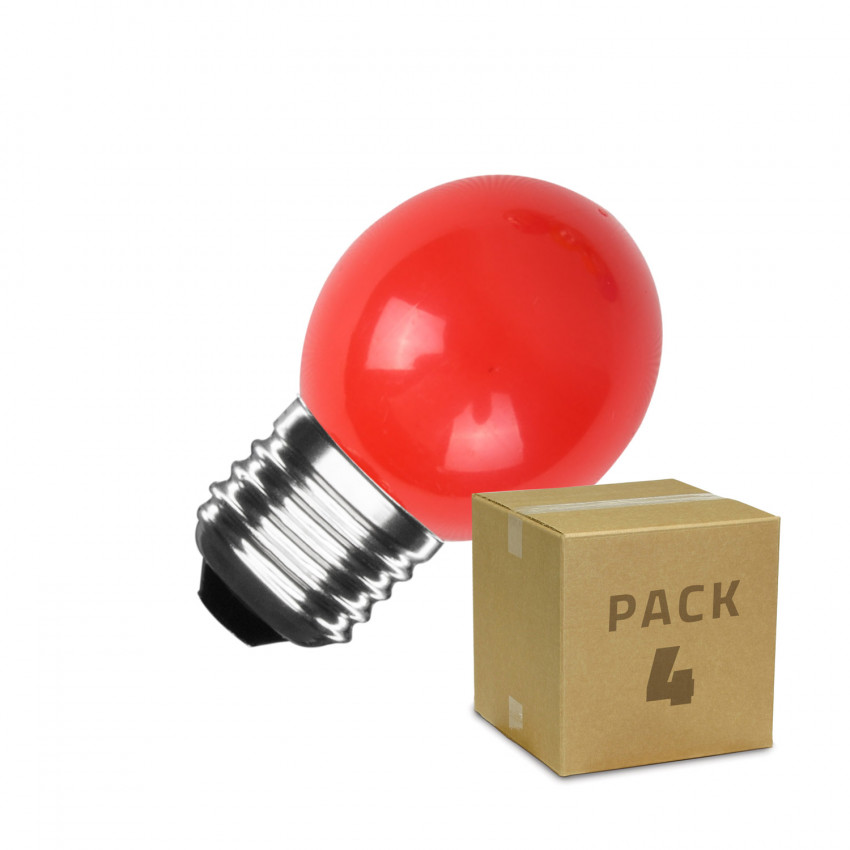 4er Pack LED-Glühbirnen E27 G45 3W Rot