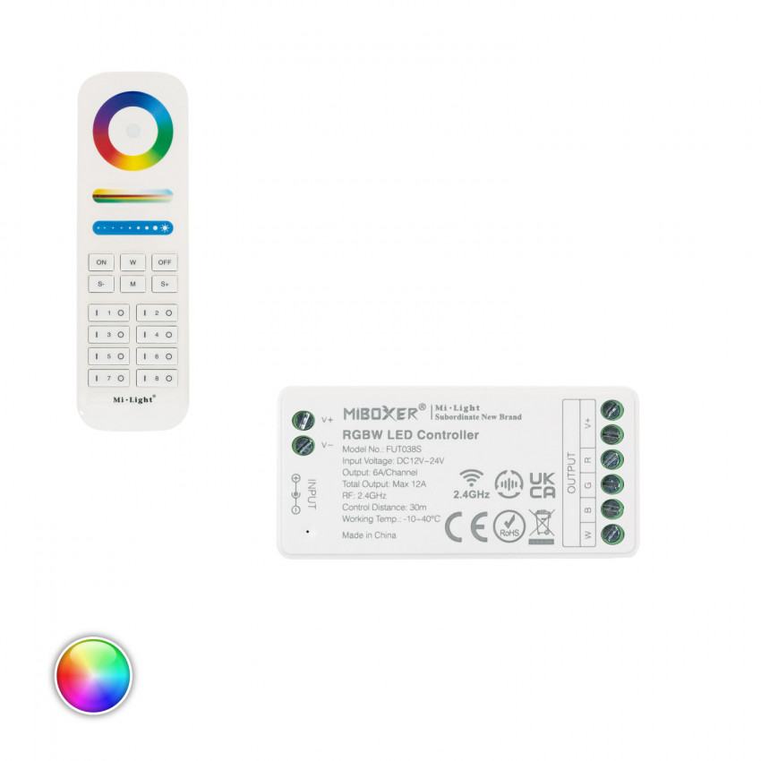 Controller Dimmer RGBW 12/24/V DC + Fernbedienung Rf 8 Zonen MiBoxer
