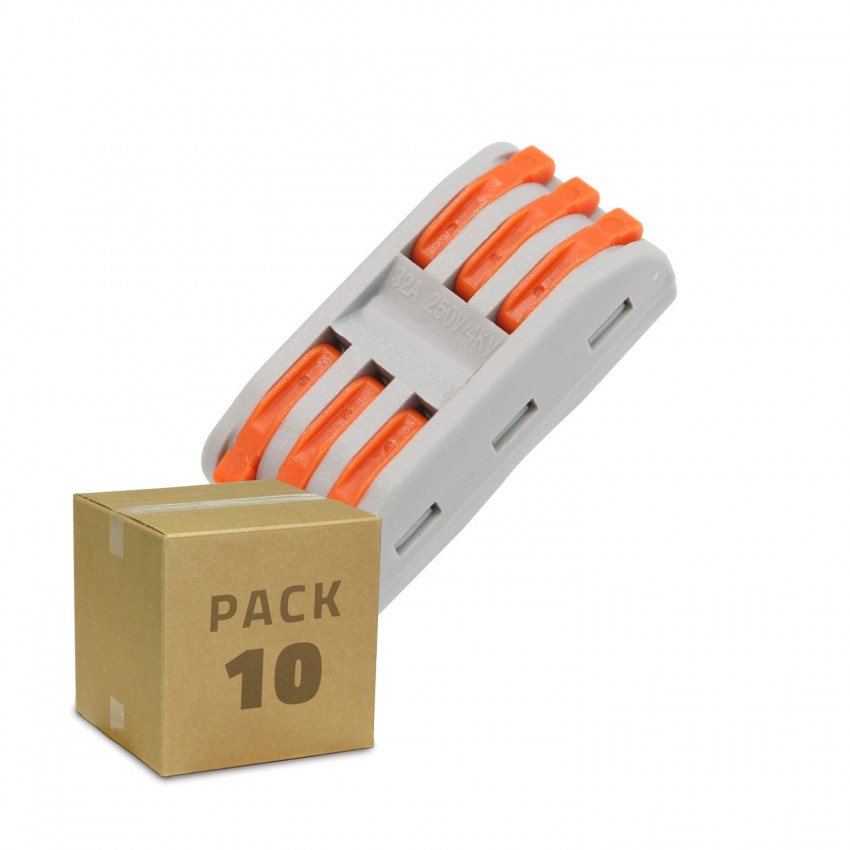 10 Pack Schnellverbinder 3 Eingänge und 3 Ausgänge SPL-3 für Elektrokabel von 0,08–4 mm² 