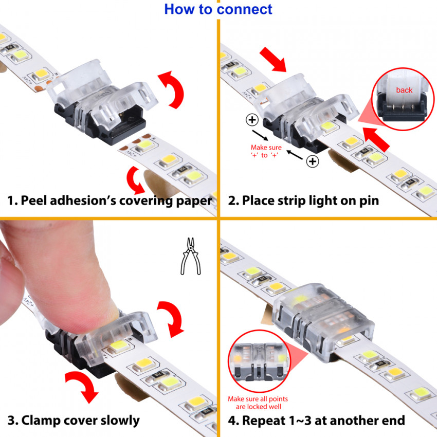 Conector de hipopótamo para Tira LED IP20 sin soldadura