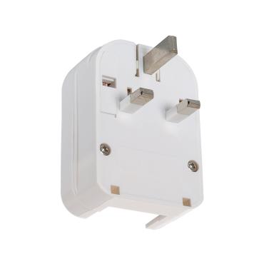 Adapterstecker Typ F (EU) Breiter Kopf mit Kabelausgang unten auf Stecker Typ G (UK) - Weiß