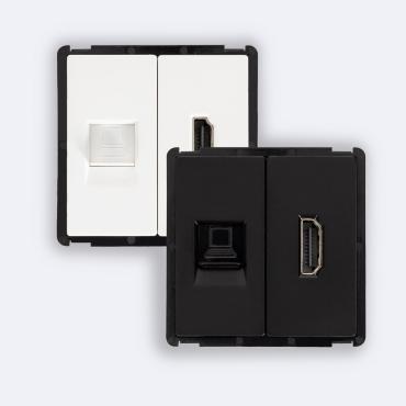 RJ45-Anschluss CAT 6 Internet + HDMI Modern - Weiß
