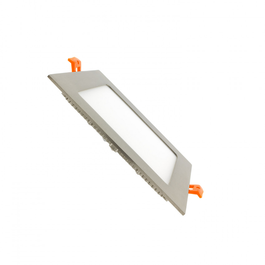 Placa LED Cuadrada SuperSlim 12W Marco Plata
