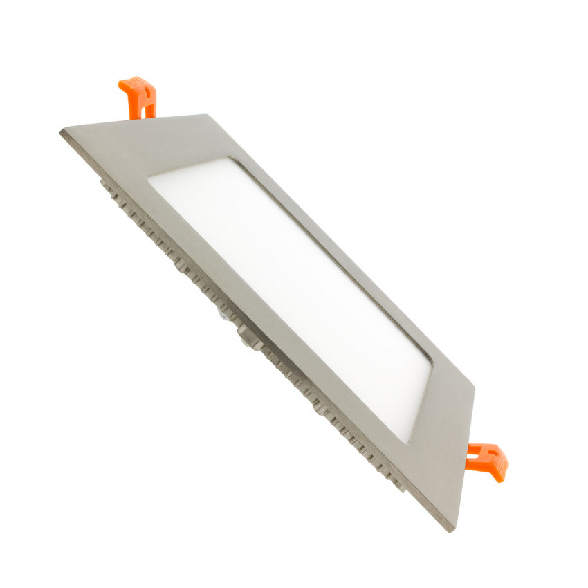 Placa LED Cuadrada SuperSlim 12W Marco Plata