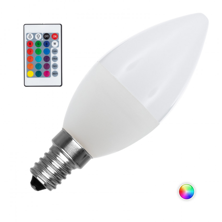 LED-Glühbirne E14 RGBW Dimmbar C37 4.5W 