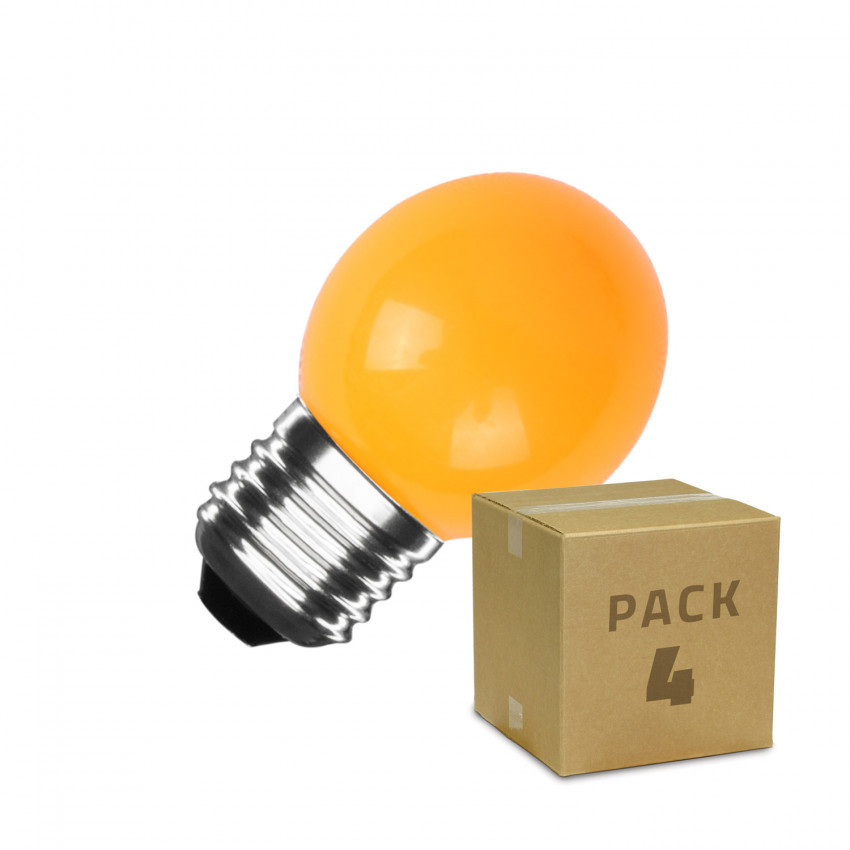 Pack de 4 Bombillas LED E27 G45 3W Naranja