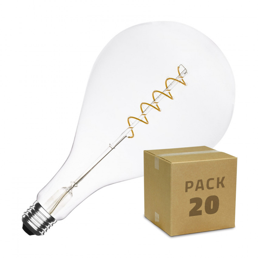 20er Pack LED-Glühbirnen E27 Dimmbar Filament Spiral PS165 4W Warmes Weiss