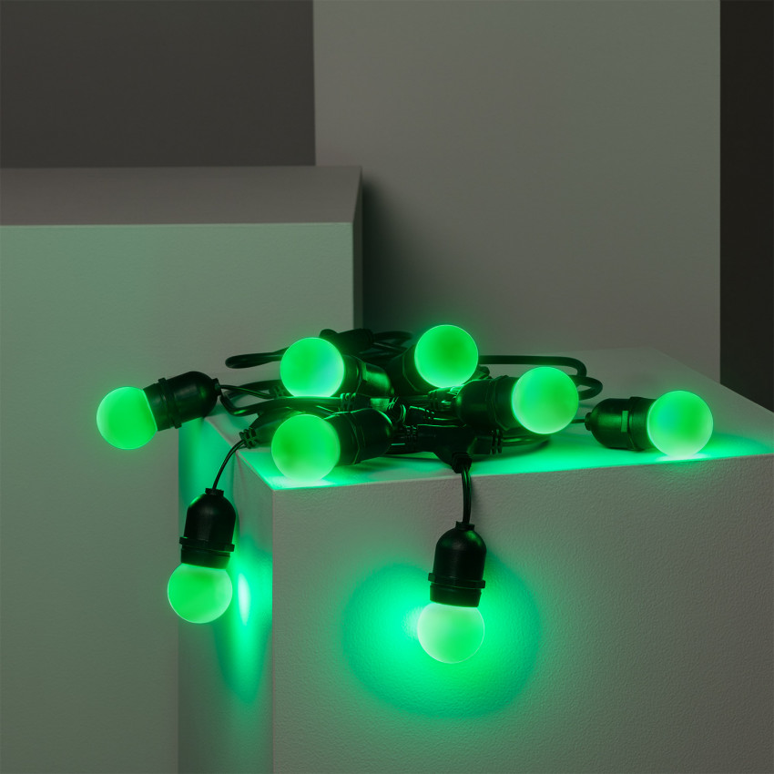Kit Guirnalda Waterproof 5.5m Negro + 8 Bombillas LED E27 G45 3W de Colores 