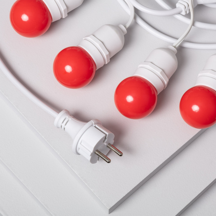 Kit Guirnalda Waterproof 5.5m Blanco + 8 Bombillas LED E27 G45 3W de Colores 