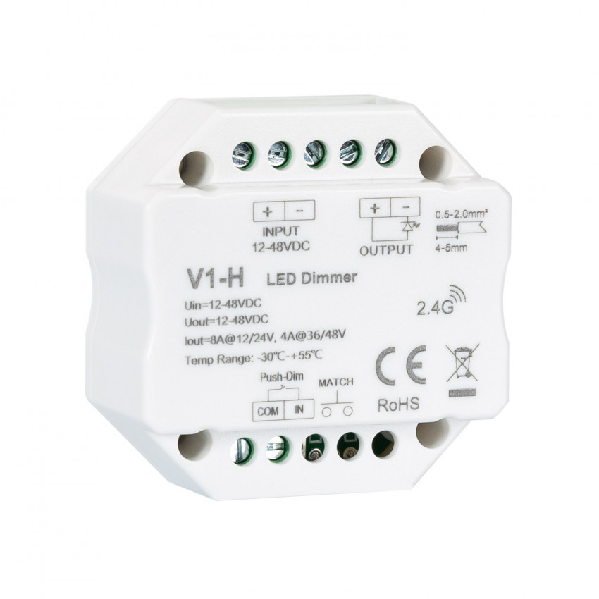 Dimmer 12/48V DC RF für einfarbige LED-Streifen Kompatibel mit Schalter