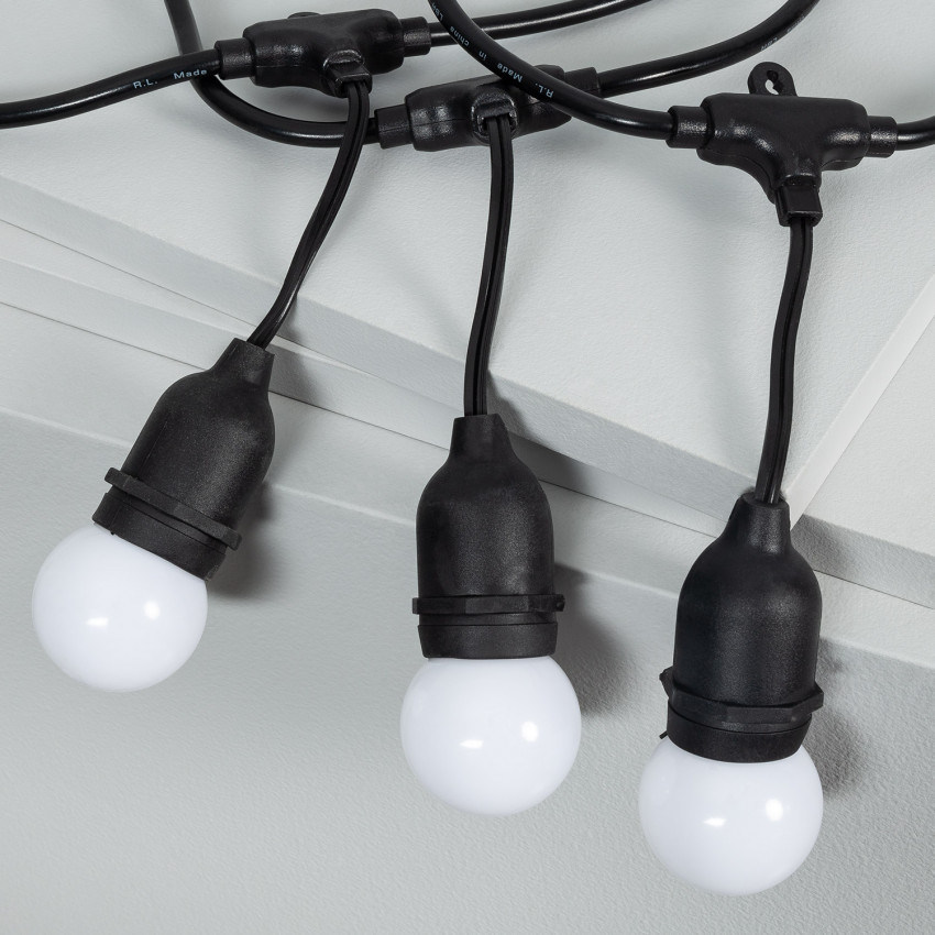 Kit Guirnalda Waterproof 5.5m Negro + 8 Bombillas LED E27 G45 3W de Colores 