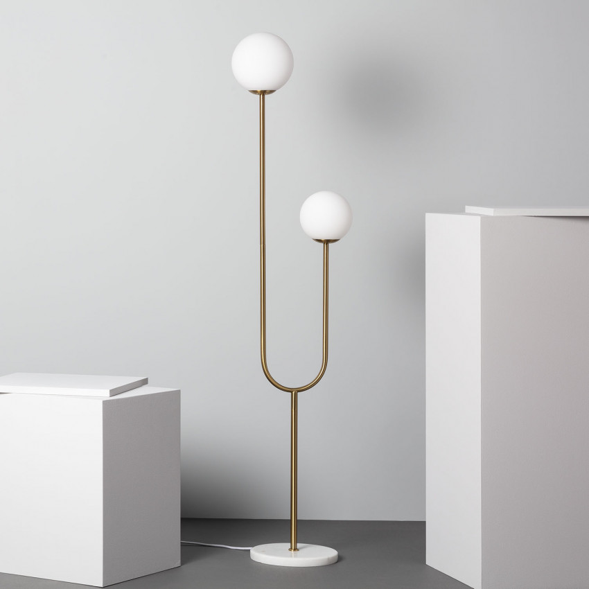 Stehleuchte aus Metall und Glas Moonlight Brass 2 Strahler