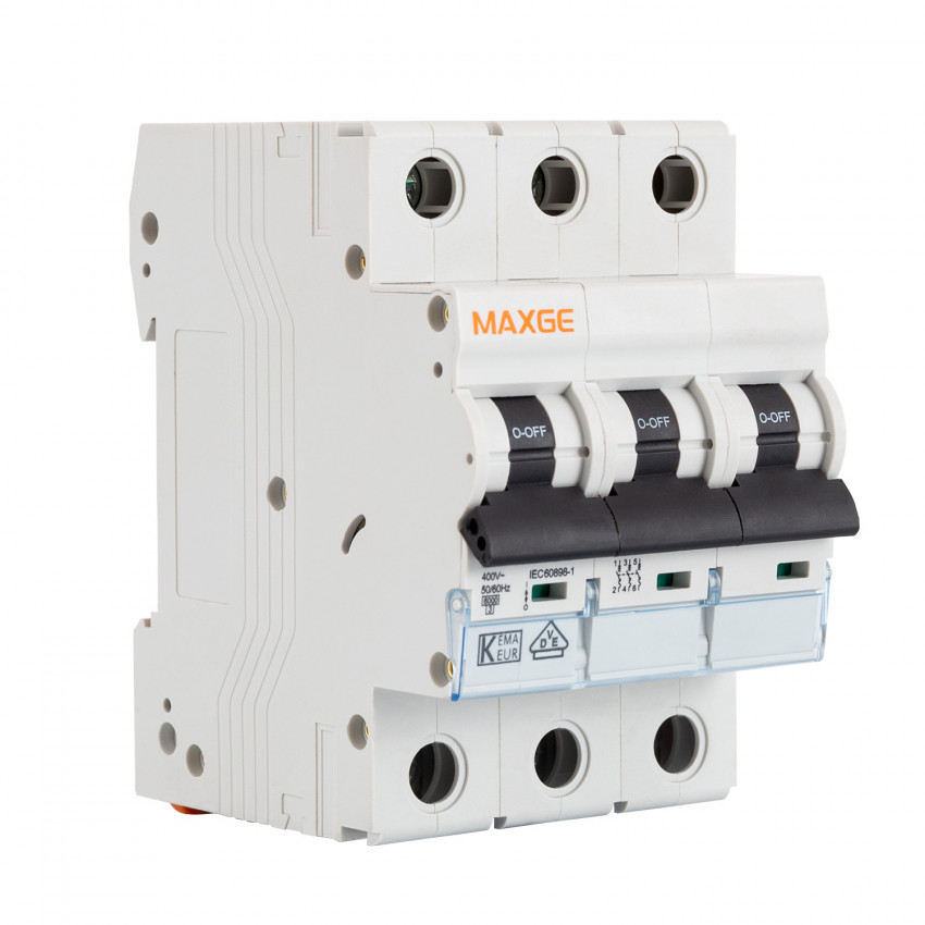 Disjoncteur Résidentiel 3P-6kA 10-63A Courbe C MAXGE 