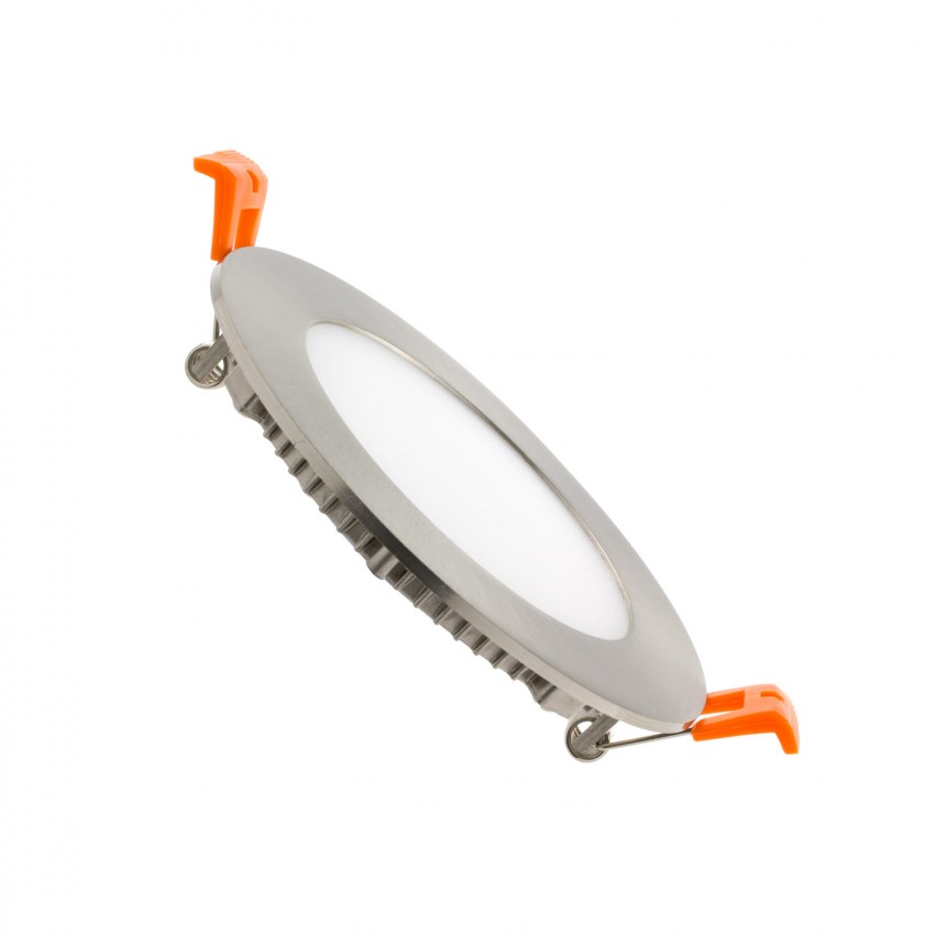 Dalle LED Ronde Extra-Plate 6W Argentée Coupe Ø 110 mm